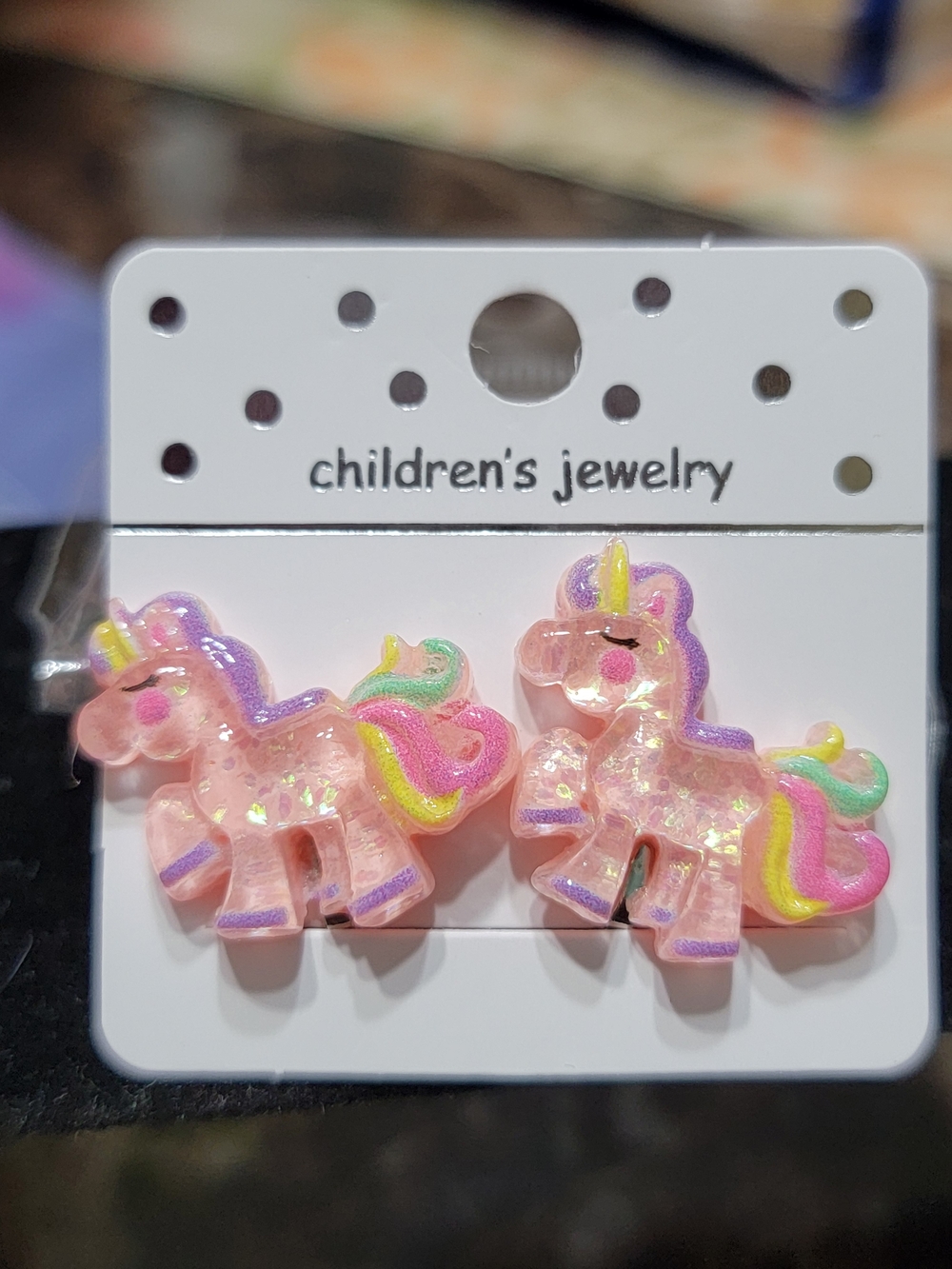 Pink Iridescent Unicorn Kids Clip-on Earrings